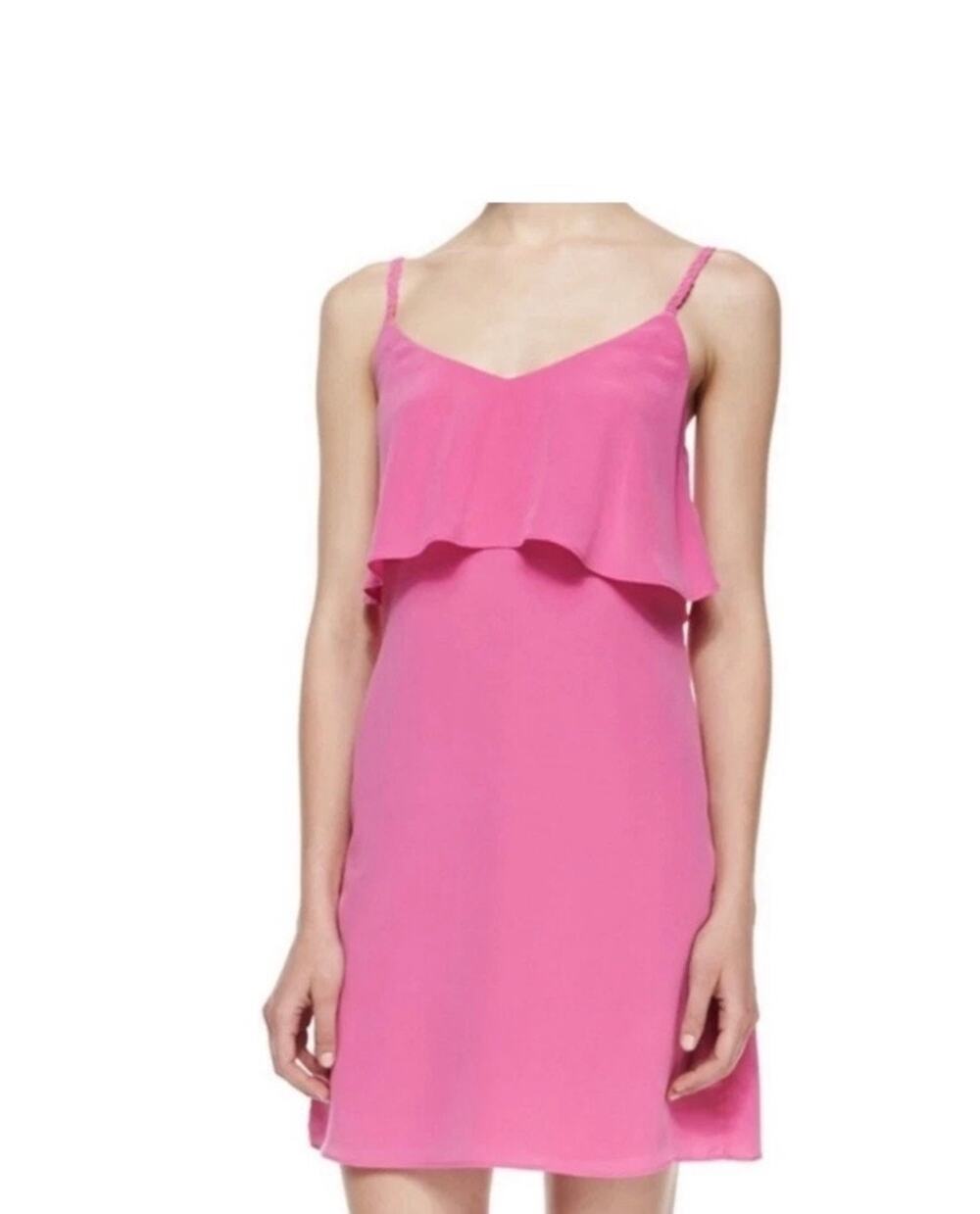 Joie Parthena B Pink Silk Ruffle Mini Dress Size Medium